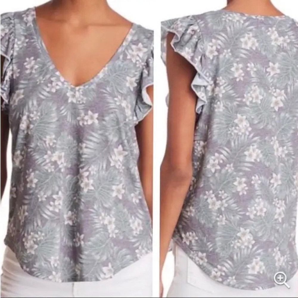 Chaser Floral Flutter Sleeve Tee
